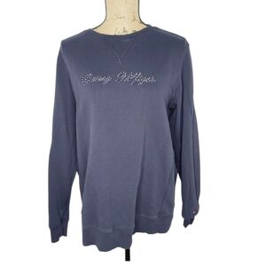 Tommy Hilfiger Rhinestone Spellout Pullover Navy Blue Sweatshirt